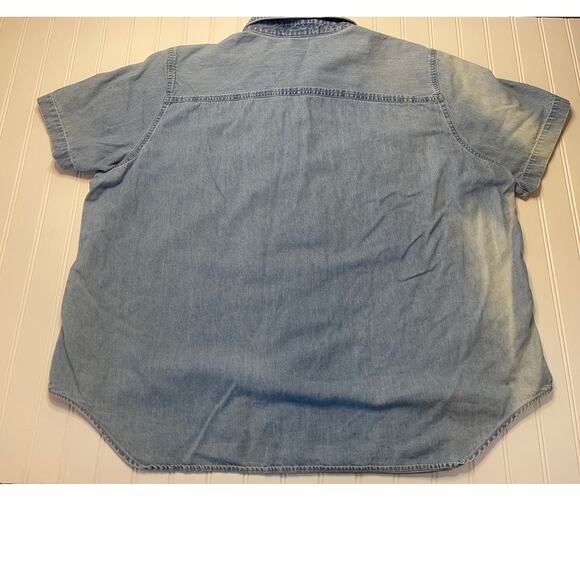 Just My Size Denim Flowers Plants Floral Embroidered Button Down Top Size 22/24 - Picture 6 of 8